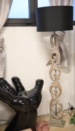 Frieze floor lamp with lampshade d 50 h 170 cm in resin and fabric