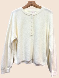 Pull col boutonné manches ballon en alpaga