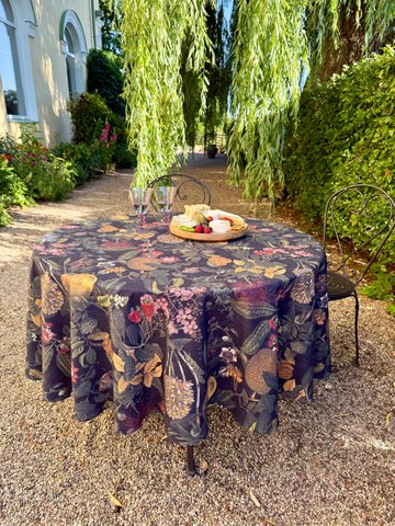 Rond tafelkleed, linnen-katoenmix, bedrukt | Exotische nacht