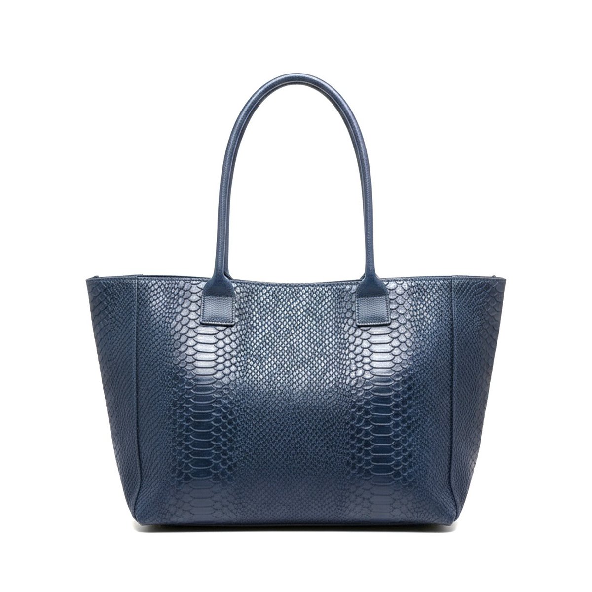 LOLA – Italiaanse leren tas met python-reliëf – Marineblauw