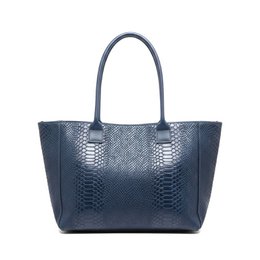 LOLA – Borsa italiana in pelle goffrata pitone – Blu marino