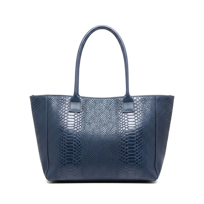 LOLA – Borsa italiana in pelle goffrata pitone – Blu marino