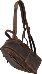Small cognac color leather ladies backpack from arrigo - elegant light brown buffalo leather