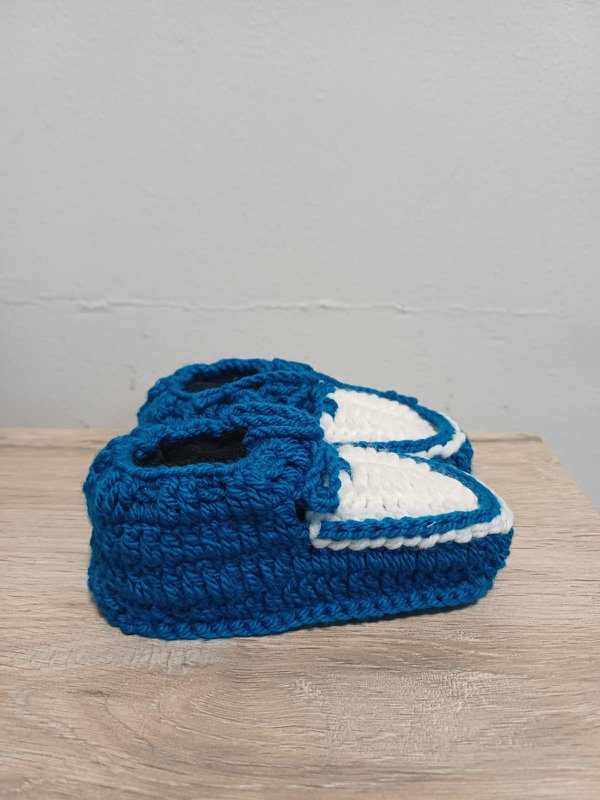 Handgehaakte Babyslofjes Classic –Blauw- Uniek, Zacht & Hoge Kwaliteit