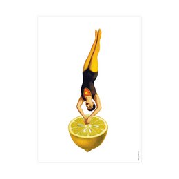 Print (A4) collage - acrobat diving into lemon