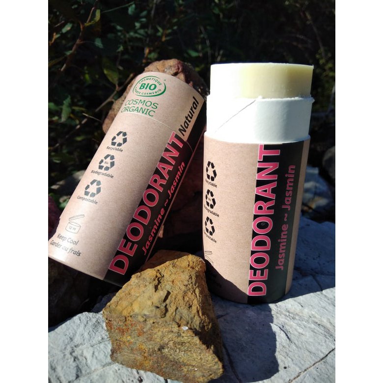 Organic Certified Natural Deodorant - Jasmine 100ml - I piece - 100% recycled paper packaging