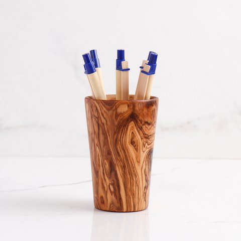 Handmade Olive Wood Pencil Holder - A natural and practical desk accessory for everyday organization