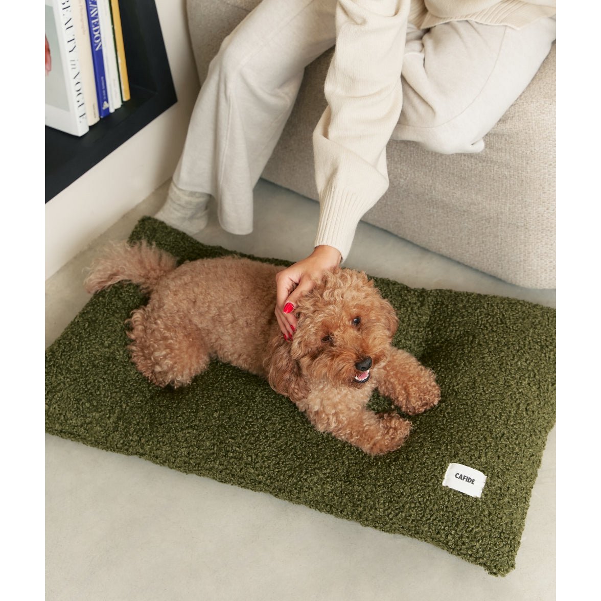Green Sheepskin Dog Bed Cushion, Bela