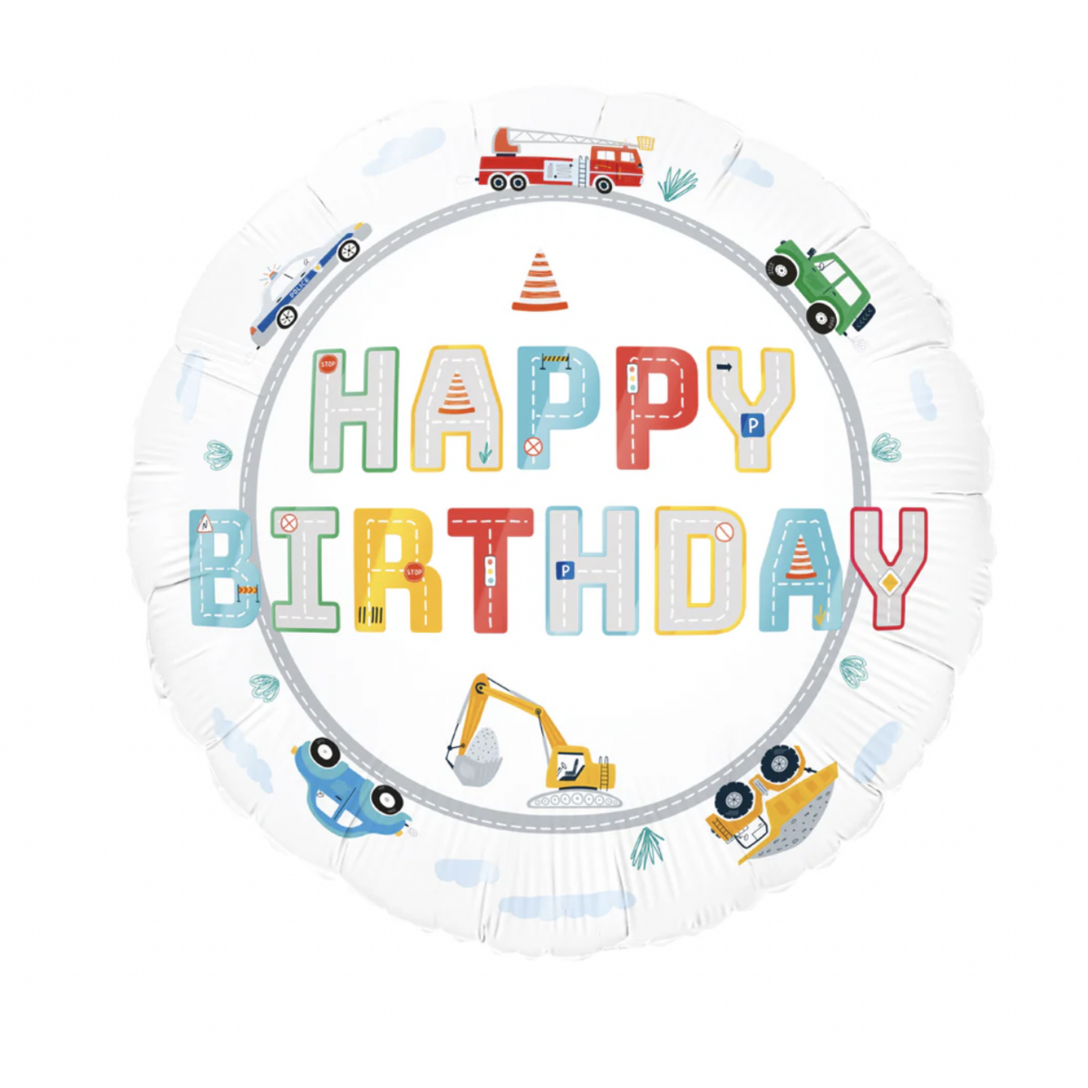 Folienballon Happy Birthday Fahrzeuge | 45 cm