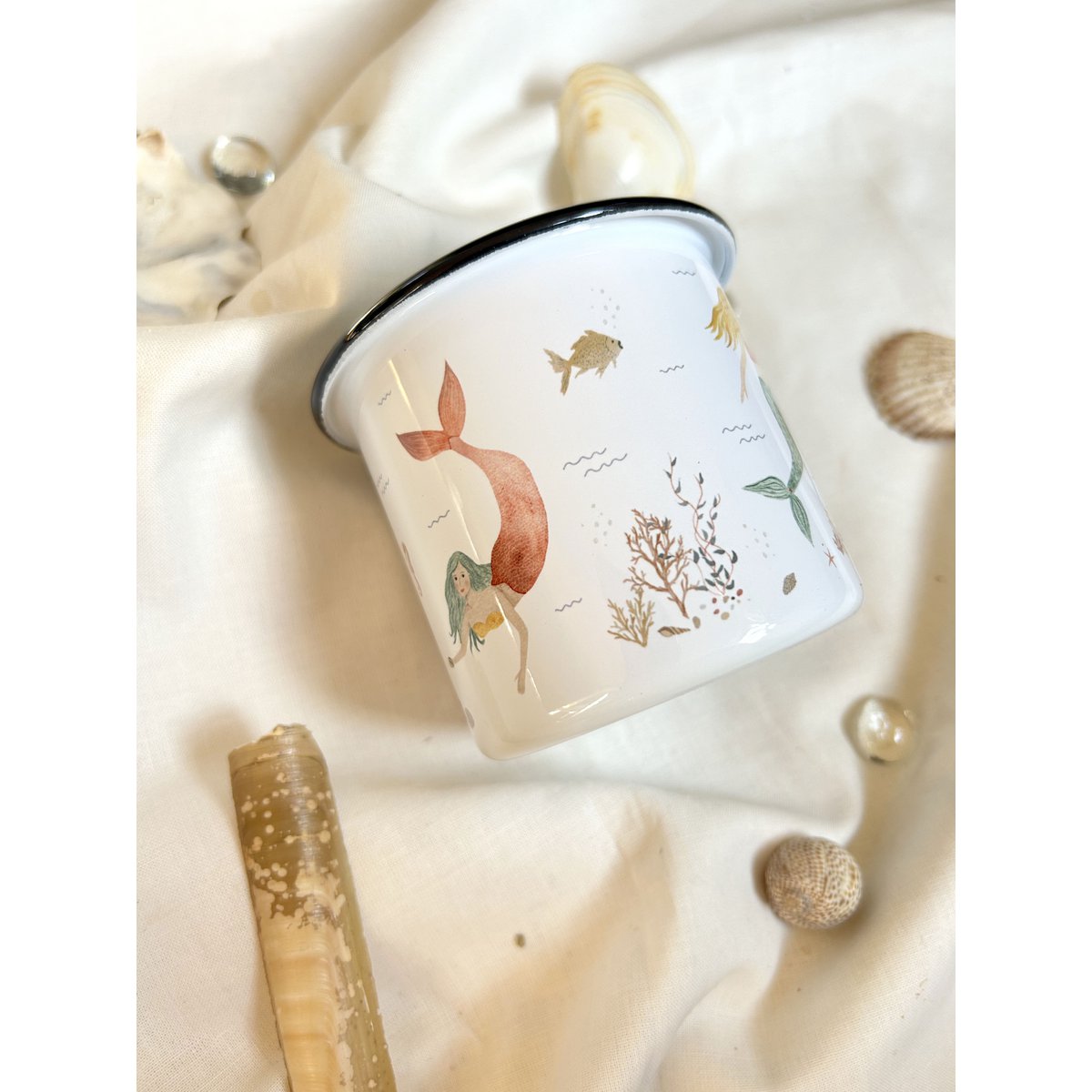 Enamel cup mermaids | Mug | Children's mug | Girl | Mermaid | Underwater | Watercolor | Watercolor || HEART & PAPER