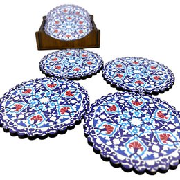 Holz-Untersetzer - 6er Set - Nelke - 9cm