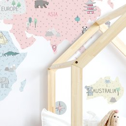 Naklejka ścienna | Mapa Świata Różowa