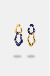 Boucles d'oreilles 2-en-1 Varia en émail (mini) — Bleu et doré