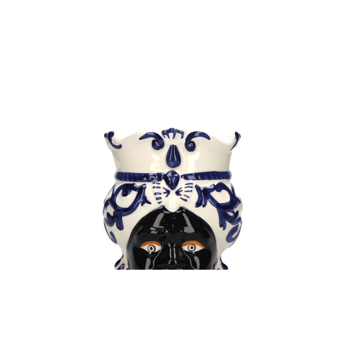 Blaue Männerkopfvase aus Keramik, H 20 x Ø 14 cm