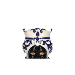 Blaue Männerkopfvase aus Keramik, H 20 x Ø 14 cm