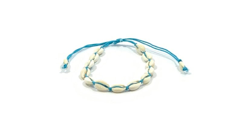 Cowry anklet blue