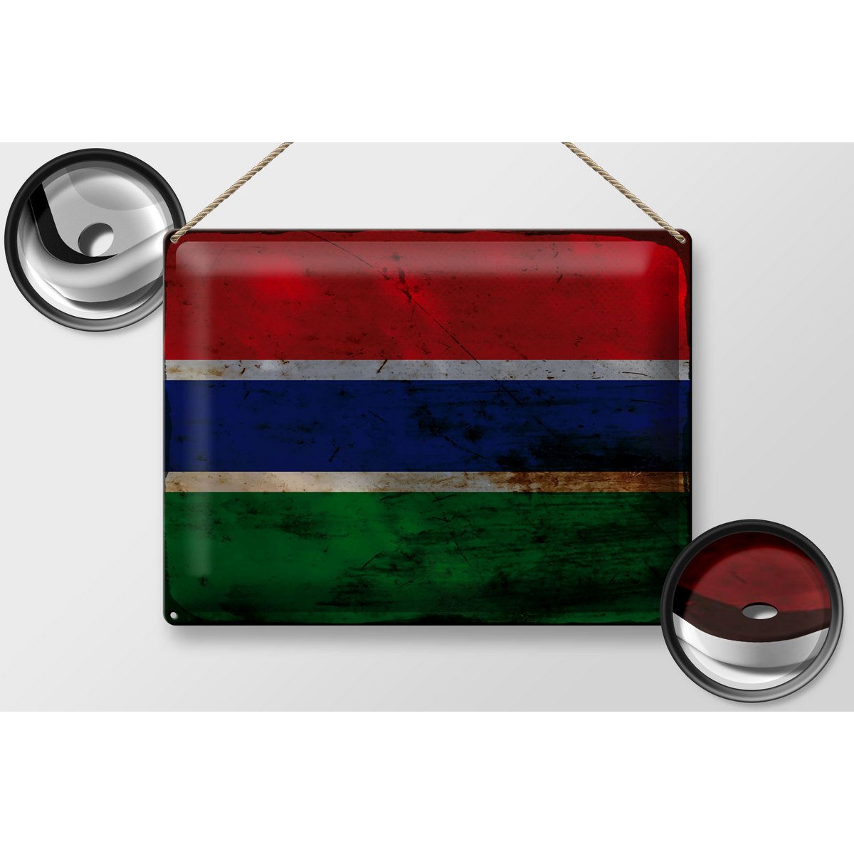 Blechschild Flagge Gambia 40x30cm Flag of the Gambia Rost