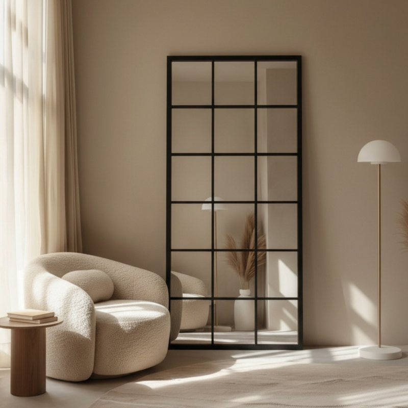 Large Standing Mirror 80x180 cm Frame Black Steel - Mirror Large