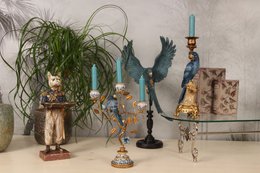 Parrot Figurine on Stand 52.5 cm - Blue - resin