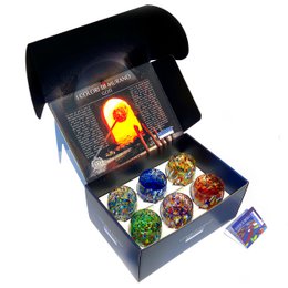 Klassieke waterglazen van handgeblazen en handgemaakt glas met Murano Murrine, lijn “I Colori di Murano”, 320 ml. Gemaakt in Italië