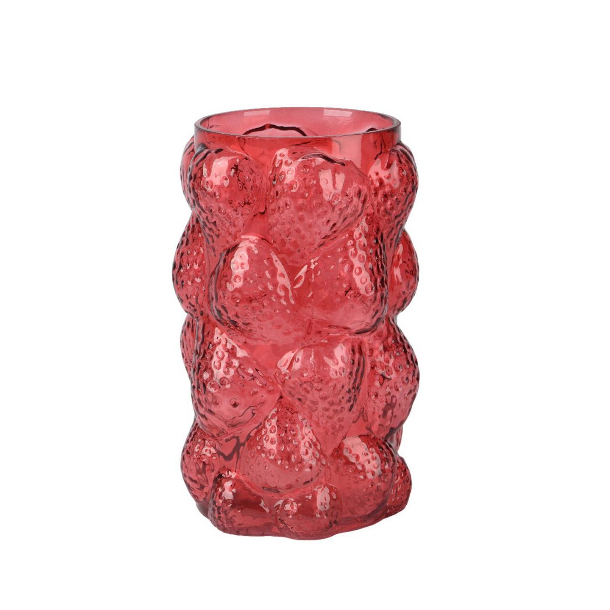 Vase aus Glas, H23 cm, rote Erdbeere