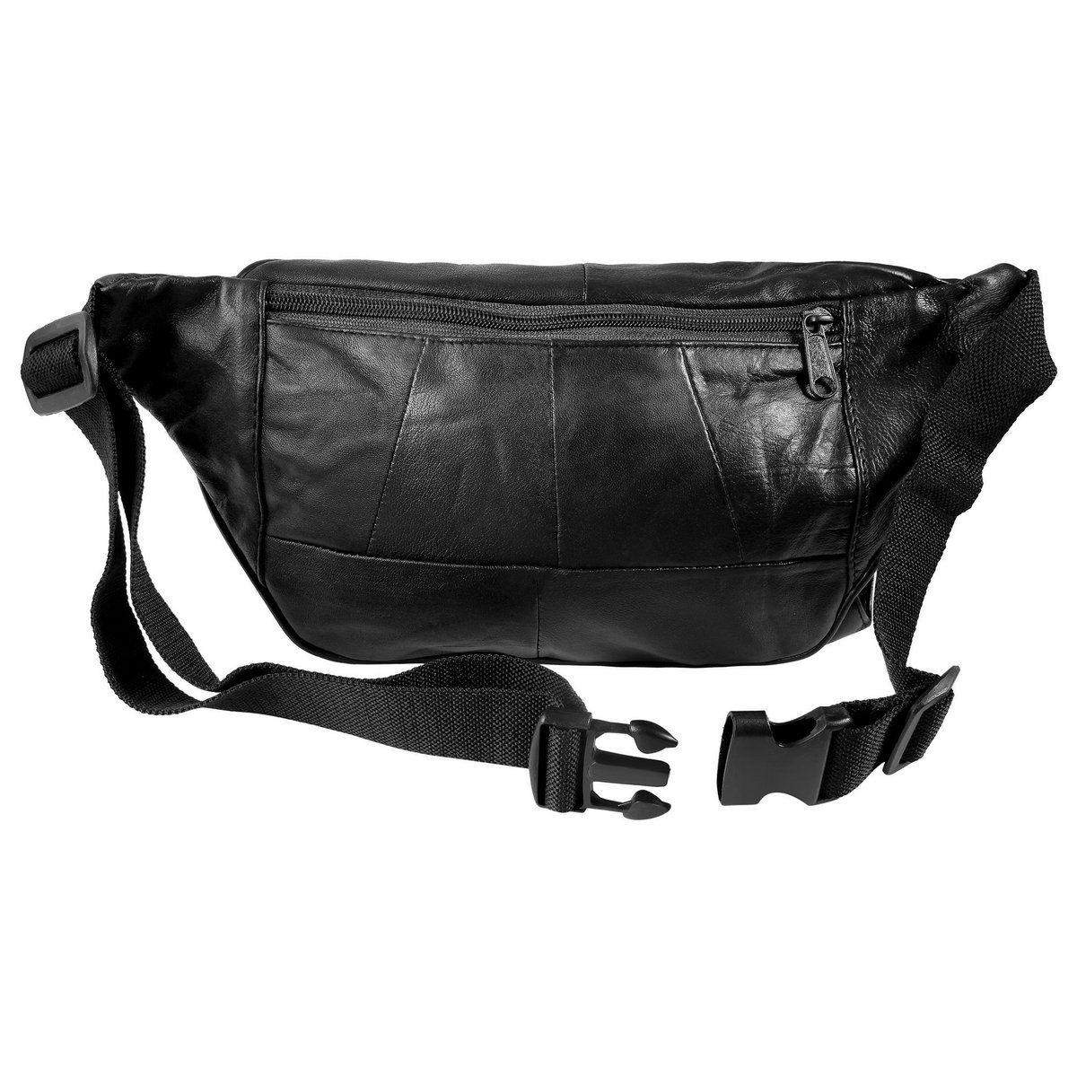 "Talal", sac banane Leonardo Verrelli en cuir véritable, noir