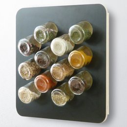 Spice rack black · with 12 glasses · birch plywood · HPL front black