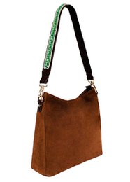 BOHO IBIZA BAG - Mint Ivory Schultergurt (70cm) + Wildledertasche (Cognac)