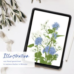 Blyant blomstermønster blågrøn