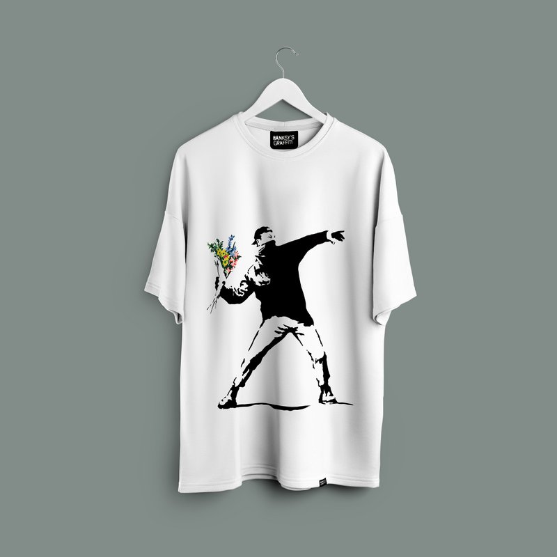 Banksy's Graffiti T-shirt Unisex - The Flower Thrower
