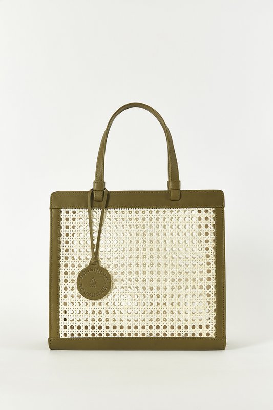KHAKI CHAÎSE CARRÉ HANDBAG