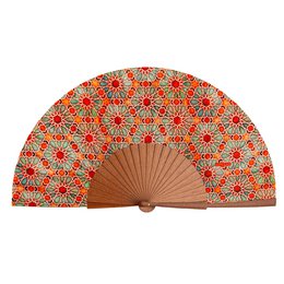 Islamic Art Inspired Hand Fan Zellige Orange