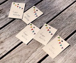 5 x cadeau -tags voor verjaardag | Gelukkige verjaardag | Kleurrijke wimpel | 85 x 55 mm