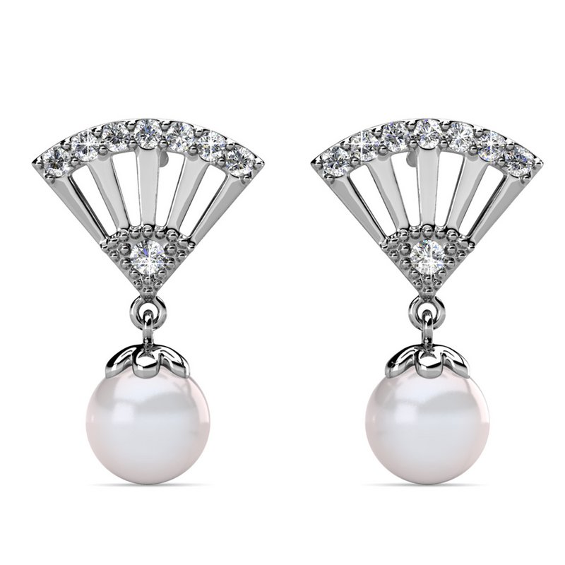 Ingride Pearl Earrings - Silver and Crystal