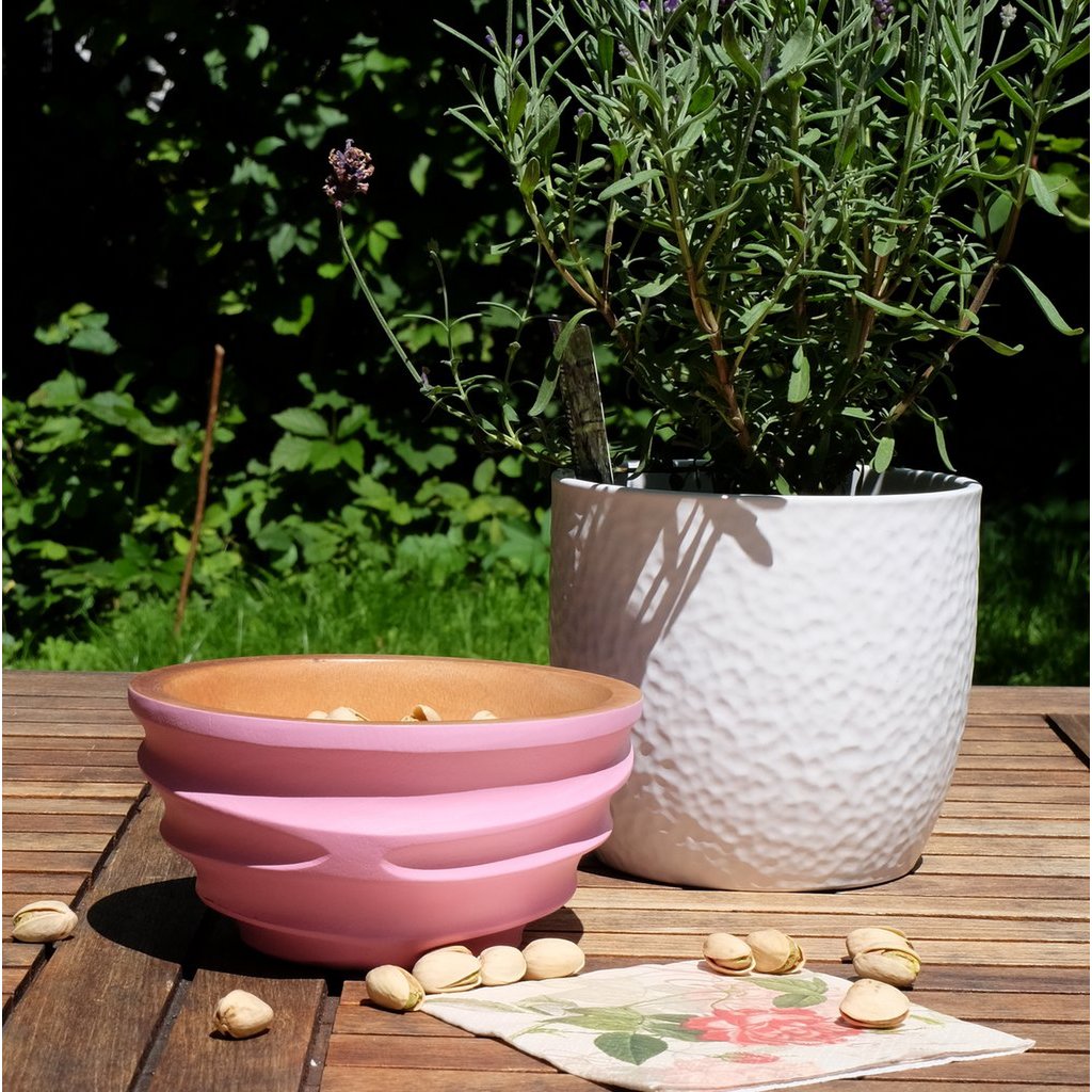 Cuenco de madera - frutero - ensaladera - Modelo Twist - rosa