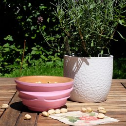 Holzschale - Obstschale - Salatschale - Modell  Twist – rosa