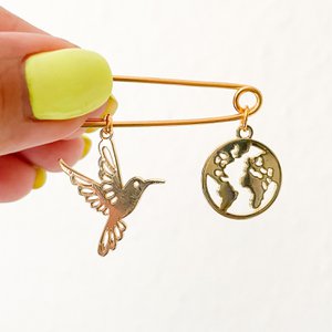 Lucky charm pin with 2 charms
