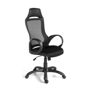 Black swivel office chair with armrests