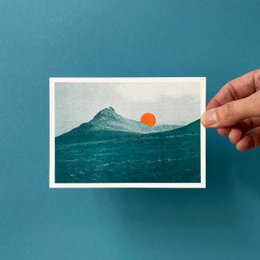 Riso Postkarte Teal Sunset 2nd Edition, Risographie, DIN A6