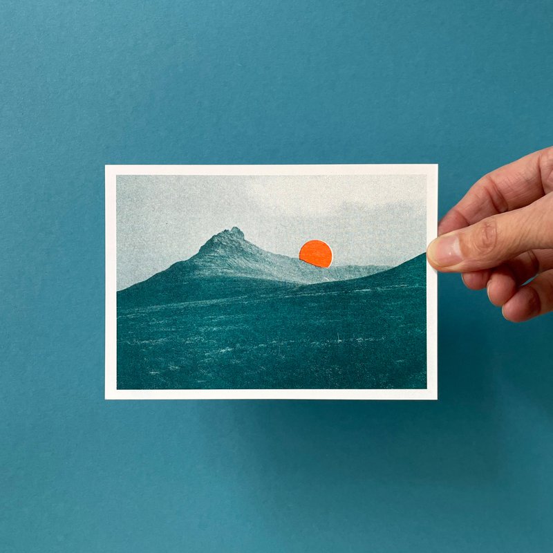 Riso Postkarte Teal Sunset 2nd Edition, Risographie, DIN A6