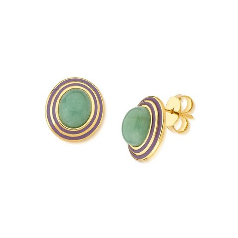 Gelato Collection Oval Gem Earring - Purple - Mother Of Pearl