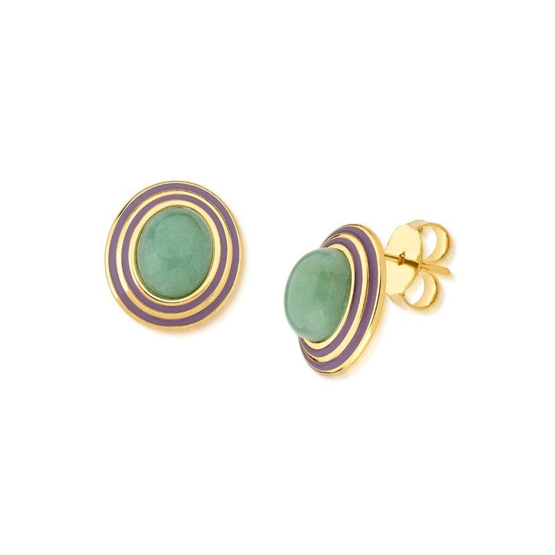 Gelato Collection Oval Gem Earring - Purple - Mother Of Pearl