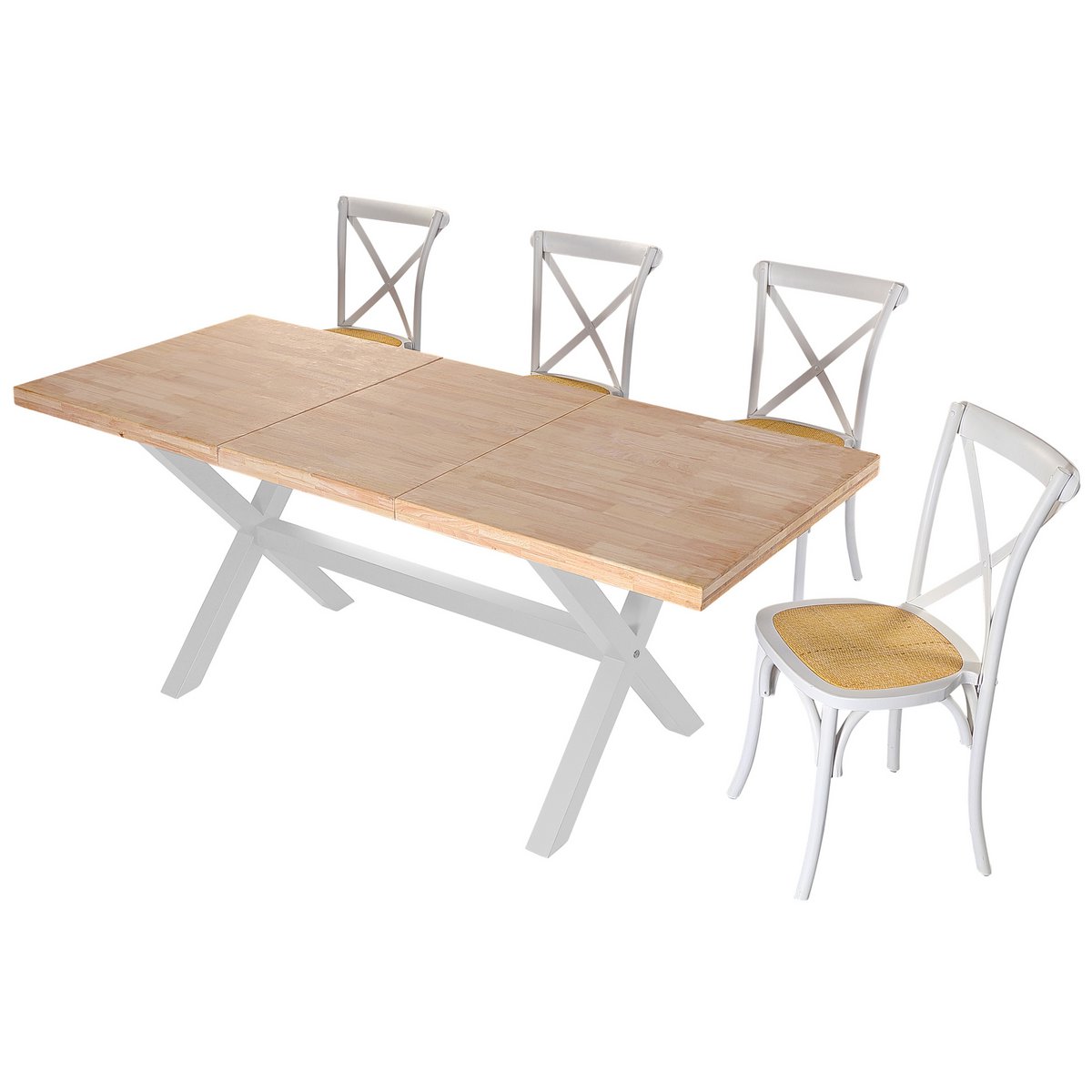 X-LOFT AUSZIEHBARER ESSTISCH 140 - 180 - 220 x 90 CM NORDISCHE EICHE / WEISS. OK1374 (8472)