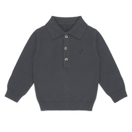 Flat Knit Polo | Dark Gull Gray