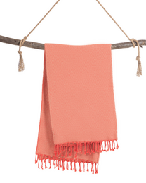 Asciugamano Spa Hammam in cotone SAMOS – Senza sabbia e compatto – Fucsia / Beige - 180x100 cm