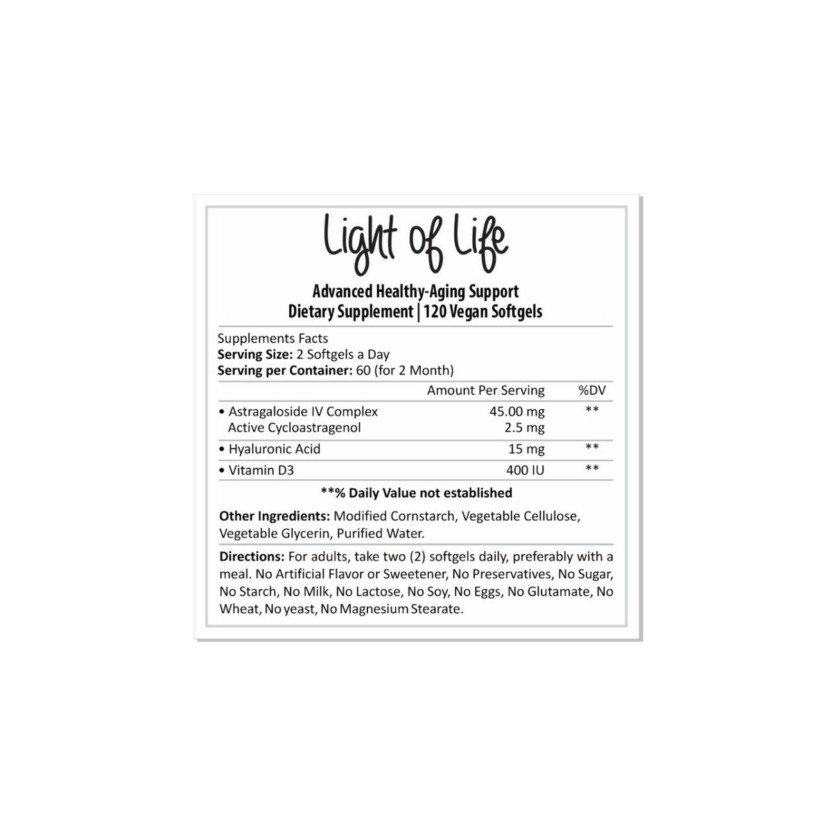 LIGHT OF LIFE – Formule ter ondersteuning van een lang leven en welzijn