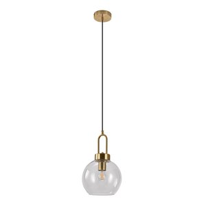 Luton Pendant - Brass, Clear Glass, Ø20 cm, 150 cm Fabric Cord