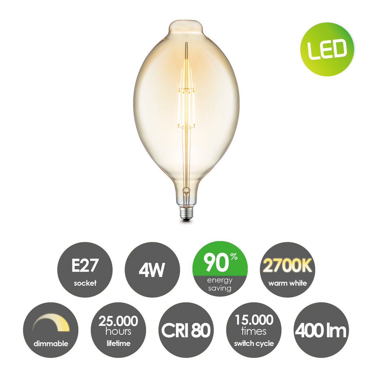 Lampada a sospensione Home Sweet Home bronzo Saga Ovale - G125 - dimmerabile E27 ambra