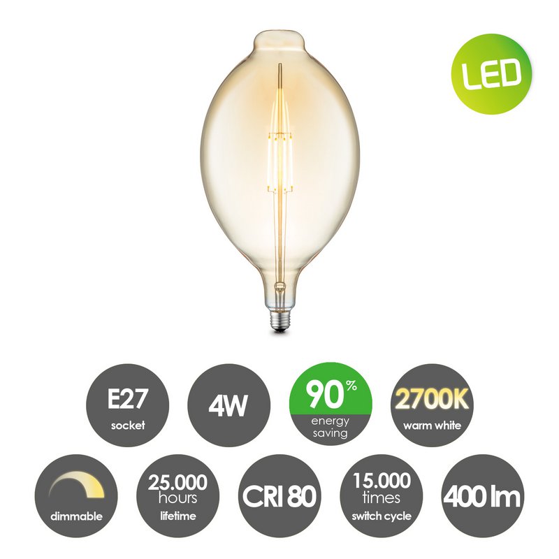Lampada a sospensione Home Sweet Home bronzo Saga Ovale - G125 - dimmerabile E27 ambra