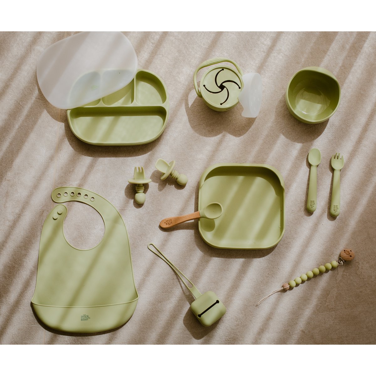 Siliconenlepel en vork van Olive Green